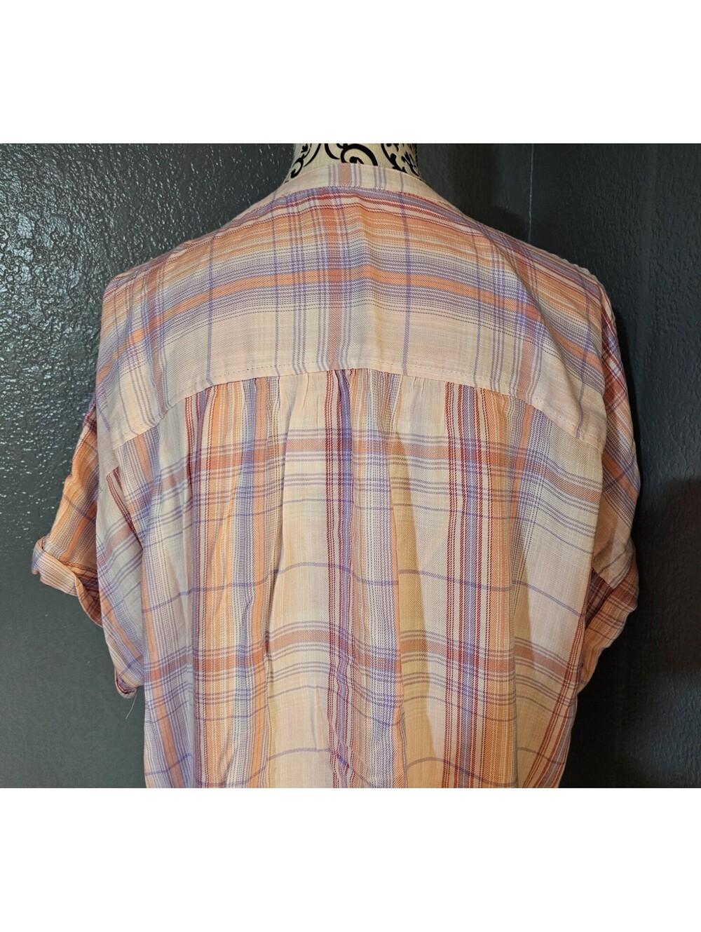 Women's Gloria Vanderbilt Button Up Blouse Size XXL Multicolor Short Sleeve Top - Picture 13 of 13